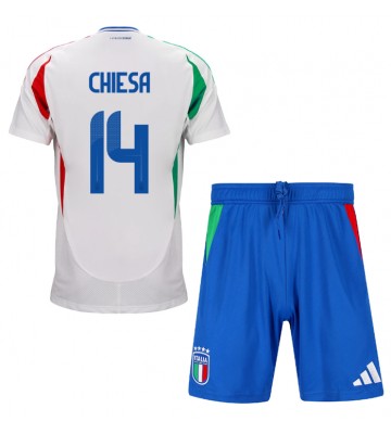 Italia Federico Chiesa #14 Segunda Equipación Niños Eurocopa 2024 Manga Corta (+ Pantalones cortos)